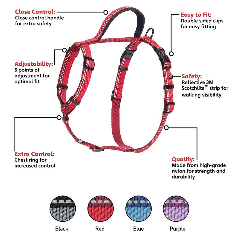 HALTI Walking Harness - Lightweight Dog Harness with Handle, Reflective & Adjustable, Ideal for Puppy Walks, Suitable for Large Dogs and Puppies (Size L, Red) - Image 5